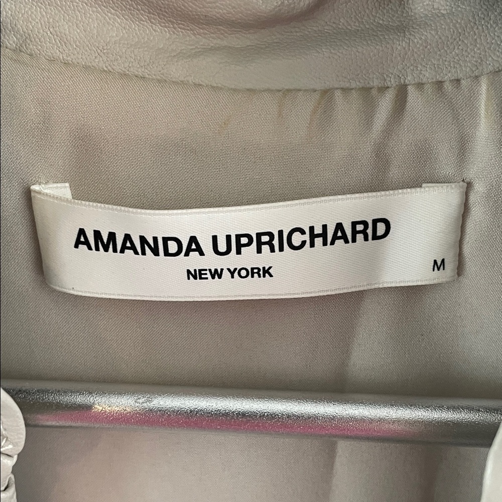 Amanda Uprichard Sleeveless Tiered Dress in Light Grey/Beige Faux Leather - Picture 2 of 5